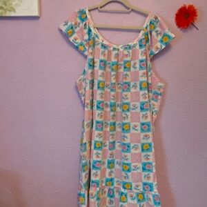 Vintage floral house lounge sun dress 2X